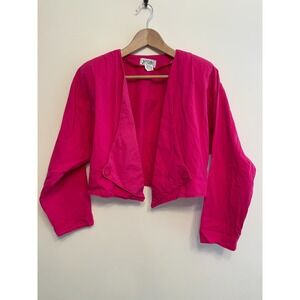 Vintage Xabia Cropped Jacket Women Size 9-10 Pink Magenta Retro Funky Cotton